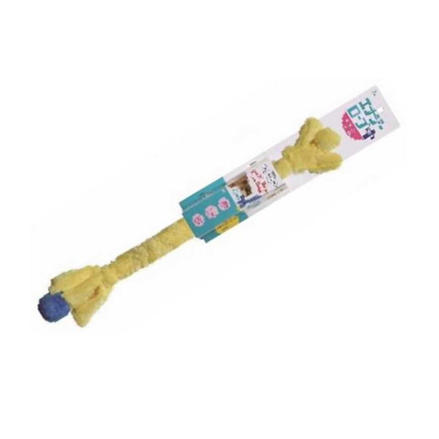 Kyoritsu Shokai 狗玩具 柔軟毛絨能量繩玩具 小狗專用 黃色 70cm (NS-7831S)