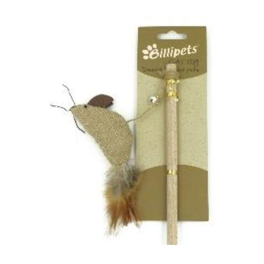 Billipets 逗貓棒 天然木製貓棒 老鼠 40cm (NS-12210)