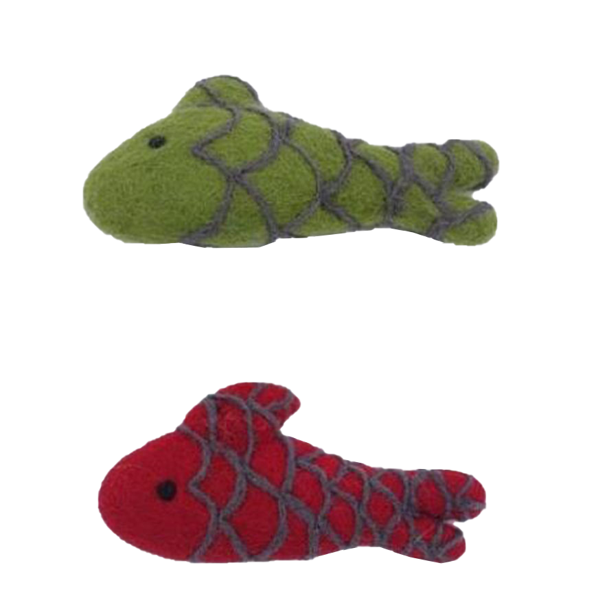 Billipets 貓玩具 新西蘭天然羊毛系列 魚仔 (紅綠隨機) (NS-16170)