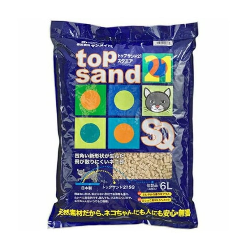 日本SANMATE Top Sand 21 SQ四角形單通 豆腐貓砂 6L (深藍色)