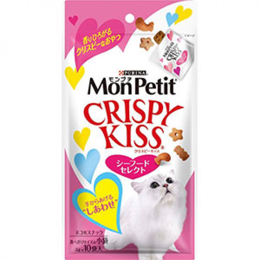 日本MonPetit Crispy Kiss 貓零食 貓脆餅 海鮮綜合味 30g (粉紅)