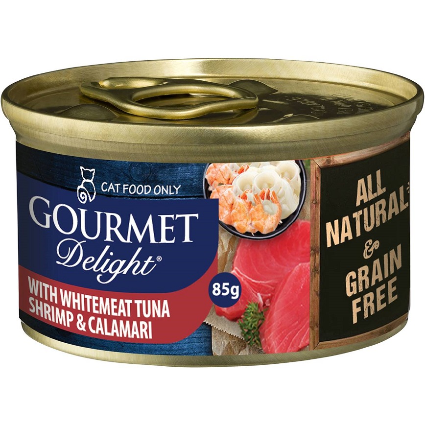 Gourmet Delight - Whitemeat Tuna, Shrimp & Calamari 85g