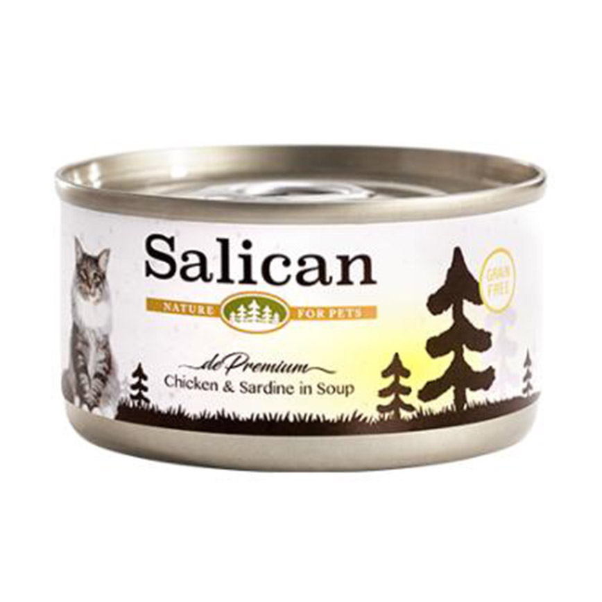 Salican 貓罐頭 清湯鮮雞肉+沙甸魚 85g