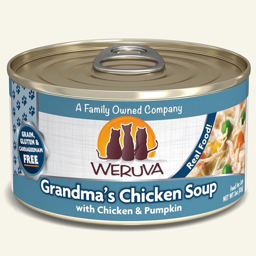 WeRuVa 貓罐頭 主食罐 雞湯、無骨及去皮雞胸肉、南瓜 156g (灰藍) (001812)