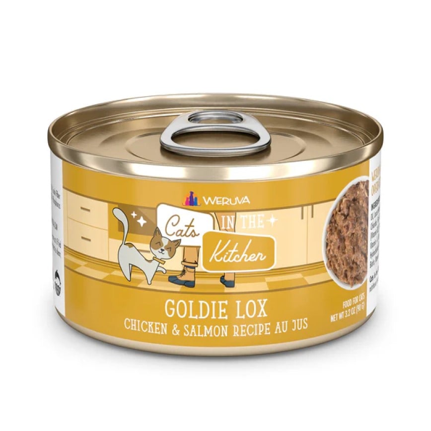 WeRuVa 貓罐頭 主食罐 廚房系列 走地雞、三文魚、美味肉汁 Goldie Lox 90g (001046)