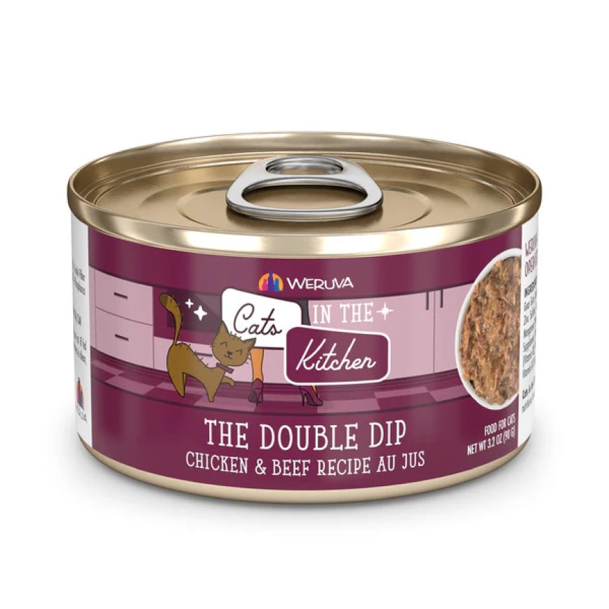 WeRuVa 貓罐頭 主食罐 廚房系列 雞湯、無骨去皮雞肉、牛肉 The Double Dip 90g (001053)