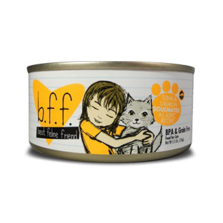 b.f.f. 主食貓罐頭 野生吞拿魚及三文魚 Tuna & Salmon Soulmates Recipe 156g (橙黃) (001870)