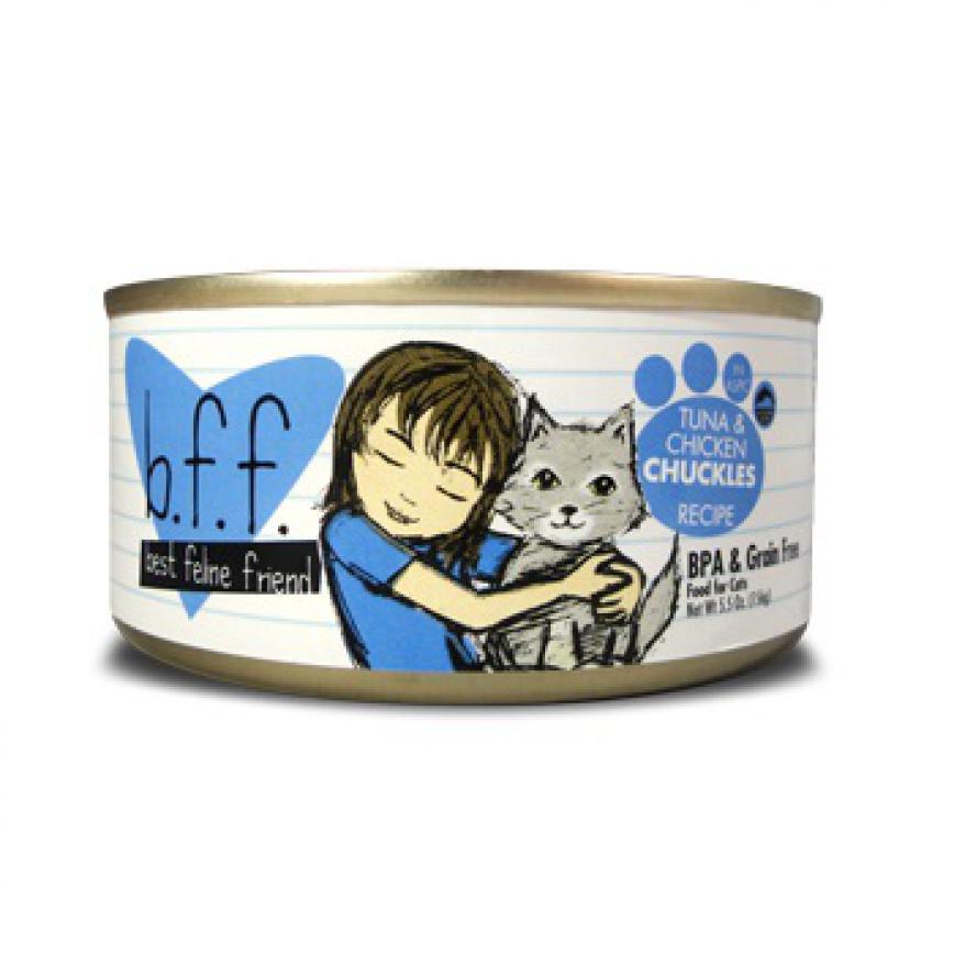 b.f.f. 主食貓罐頭 野生吞拿魚及雞肉 Tuna & Chicken Chuckles Recipe156g (粉藍) (001875)