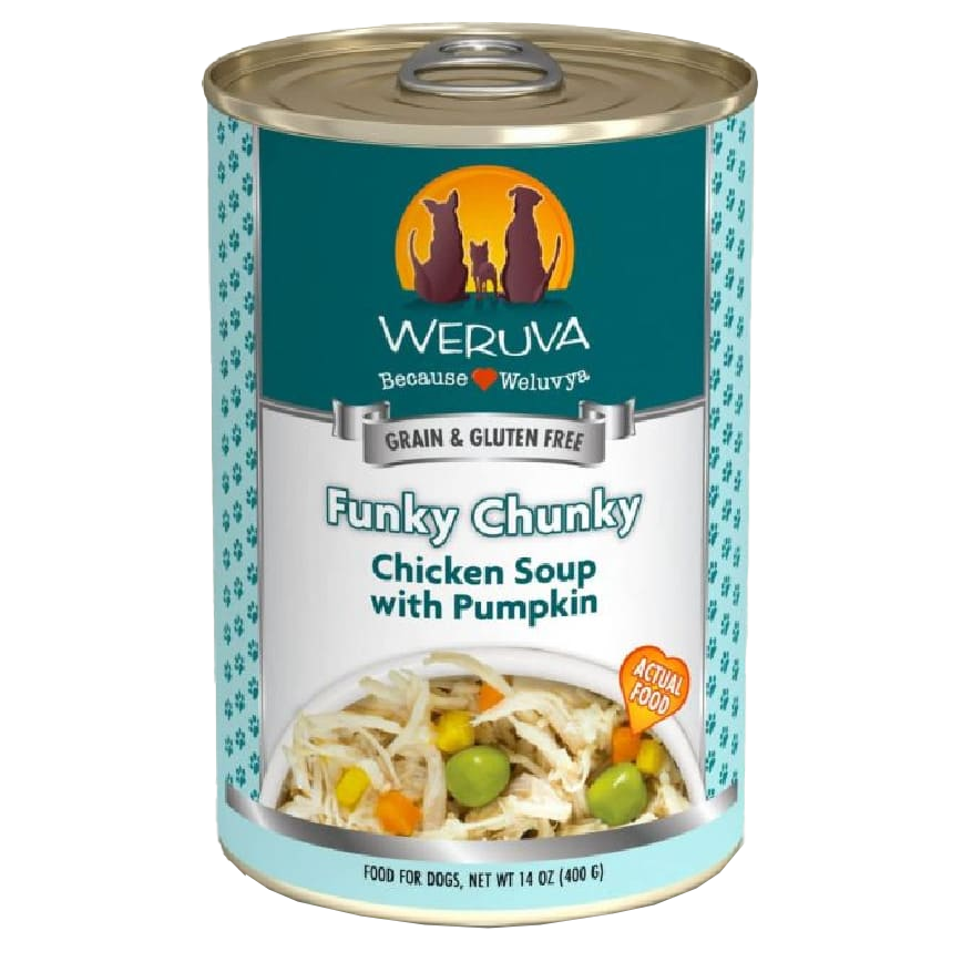 WeRuVa 狗罐頭 經典系列 雞湯+無骨去皮雞胸肉+南瓜 Funky Chunky 400g (墨綠) (002614)