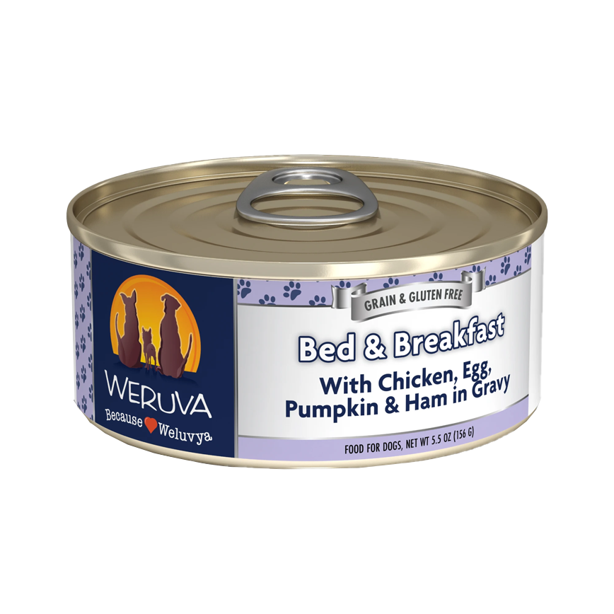 WeRuVa 狗罐頭 經典系列 無骨去皮雞胸肉+雞蛋+火腿 156g (淺藍) (002610)