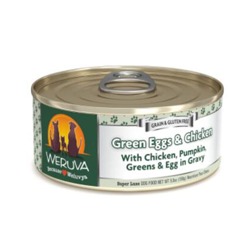 WeRuVa 狗罐頭 經典系列 無骨去皮雞胸肉+雞蛋+豌豆 156g (深綠) (001096)