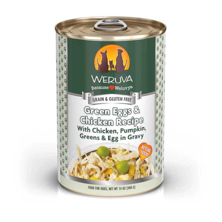 WeRuVa 狗罐頭 經典系列 無骨去皮雞胸肉+雞蛋+豌豆 Green Eggs and Chicken 400g (深綠) (002638)