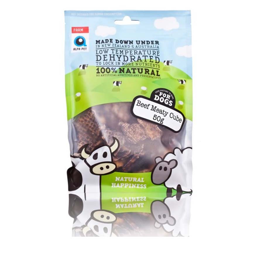 Alfa Pet 新西蘭風乾脫水無穀物狗小食 牛肉粒 Beef Meaty Cubefor Dogs 50g (000007)