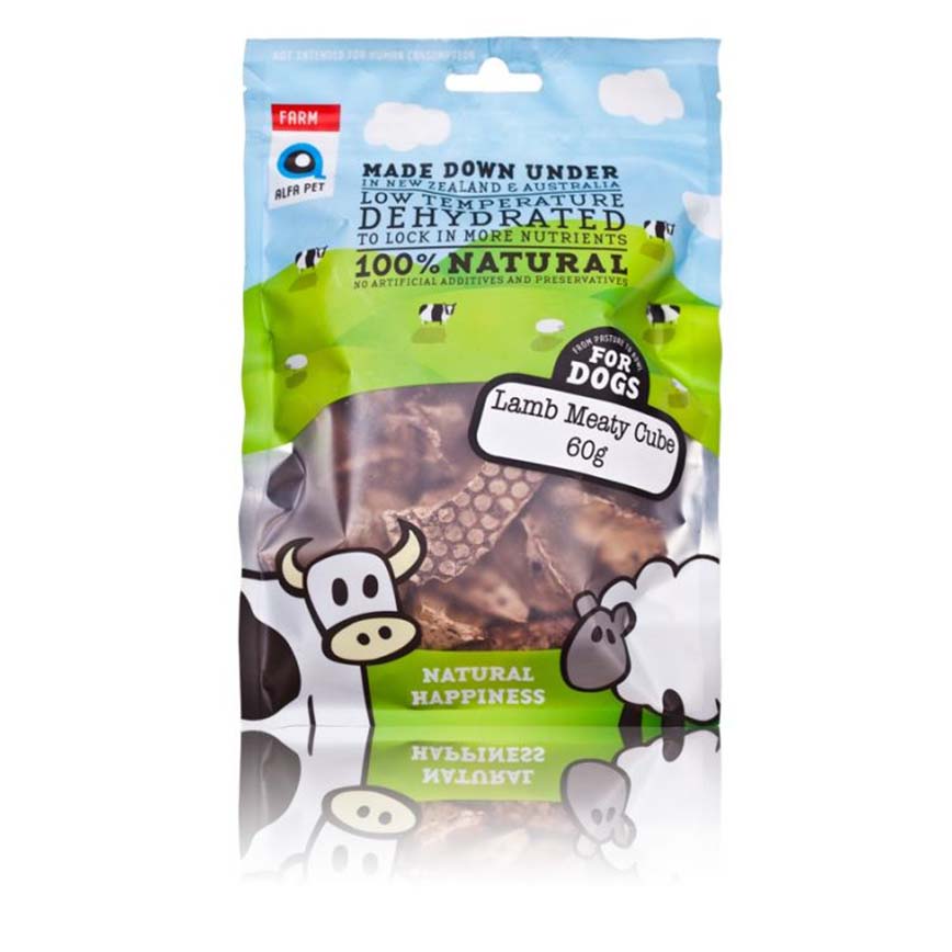 Alfa Pet 新西蘭風乾脫水無穀物狗小食 羊肉粒 Lamb Meaty Cube for Dogs 60g (000008)