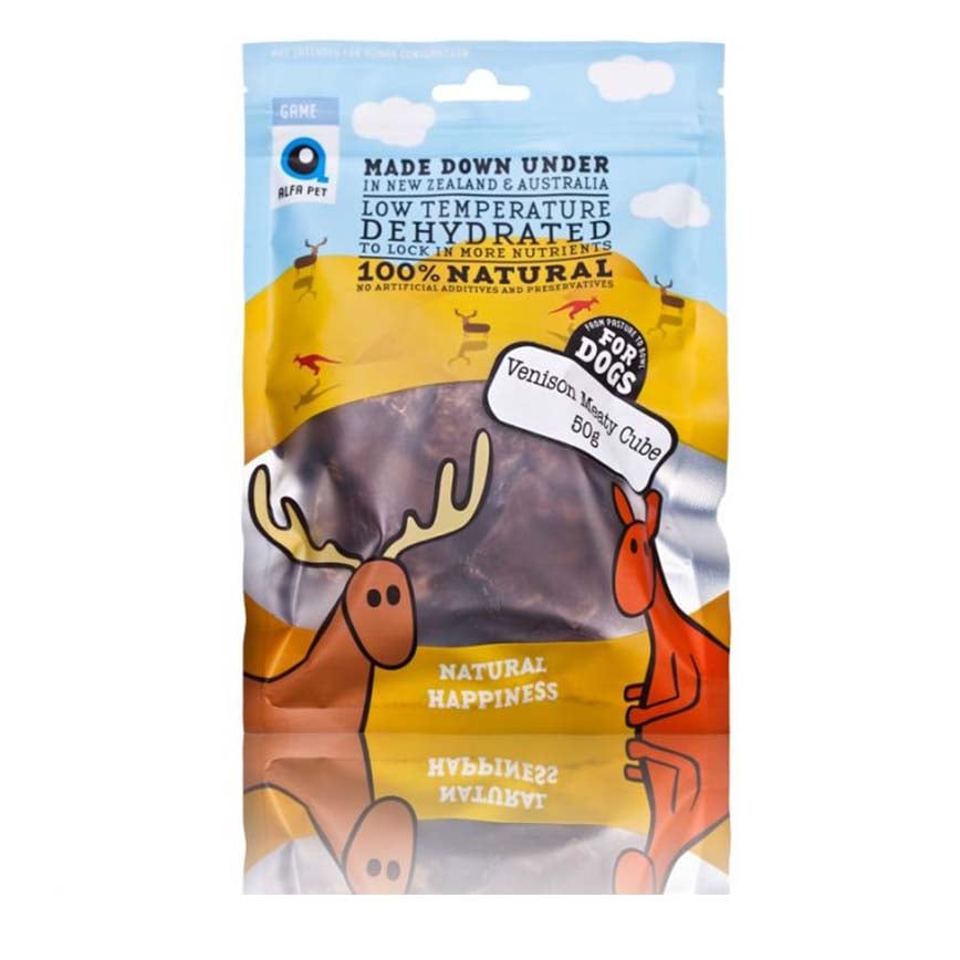Alfa Pet 新西蘭風乾脫水無穀物 狗小食 鹿肉粒 Venison Meaty Cube for Dogs 50g (000022)