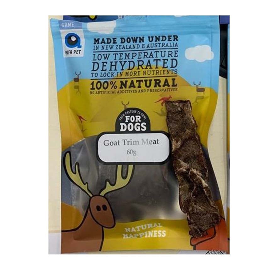 Alfa Pet 新西蘭風乾脫水無穀物 狗小食 山羊肉片 Goat Trim Meat for Dogs 60g (002794)
