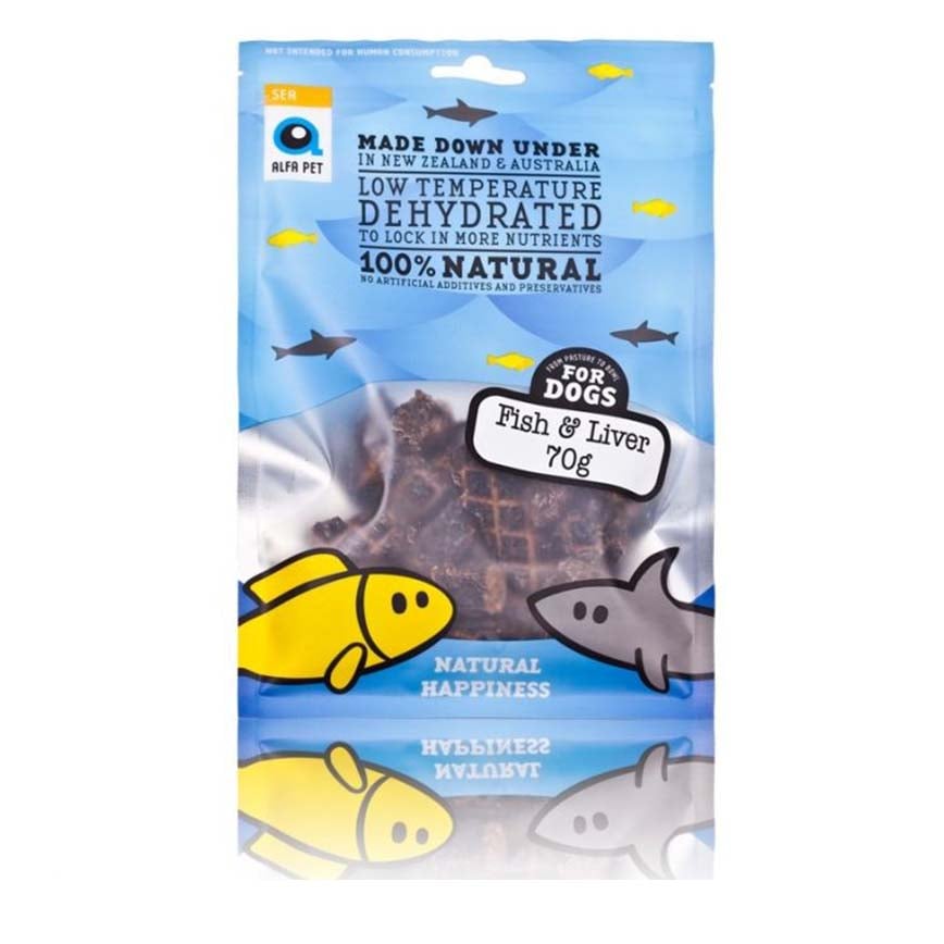 Alfa Pet 新西蘭風乾脫水無穀物 狗小食 魚肉牛肝 Fish & Liver for Dogs 70g (000030)