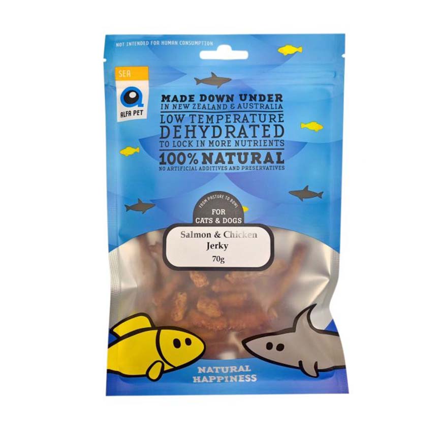 Alfa Pet 新西蘭風乾脫水無穀物 狗小食 三文魚+ 雞肉條 Salmon & Chicken Jerky for Dogs 70g (0002526)