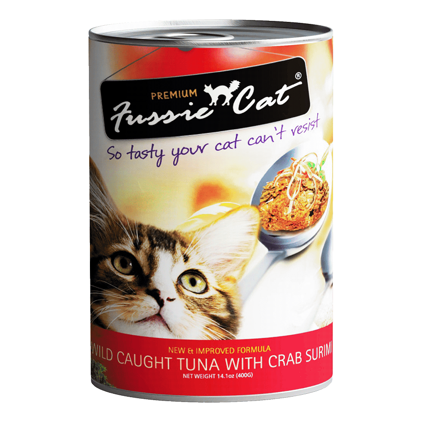 Fussie Cat 貓罐頭 無穀物野生吞拿魚+蟹柳 400g (FU-4CSC)