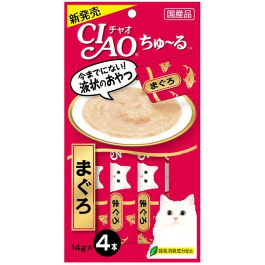 CIAO 肉泥 貓零食 金槍魚肉醬 14g 4本入 (紅) (SC-71)