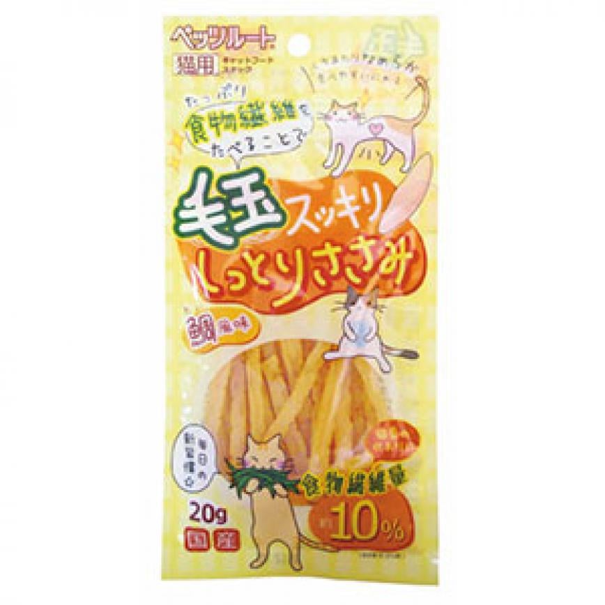 日本Petz Route 毛玉 去毛球 雞肉軟條 鯛魚味 20g (貓用) (黃)