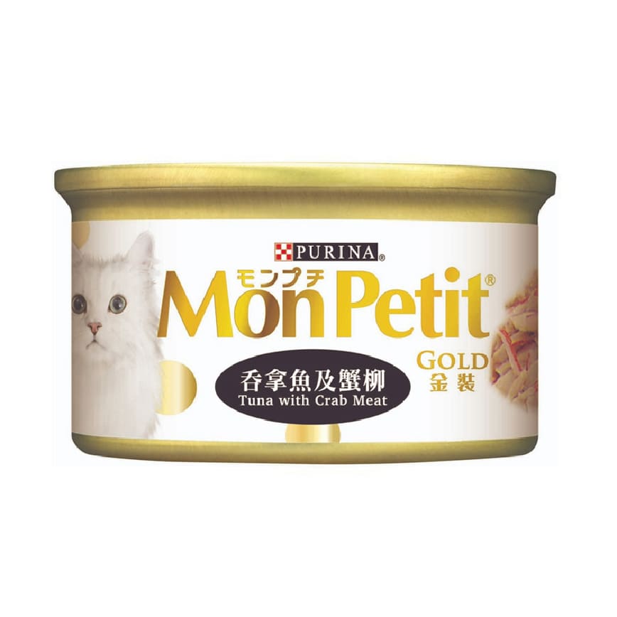 MonPetit 貓罐頭 金裝系列 金裝吞拿魚及蟹柳 85g (肉凍系列) (黑) (NE11638007)
