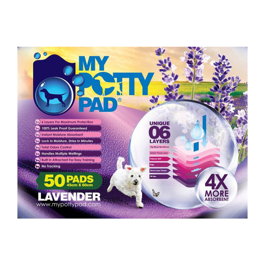 My Potty Pad 殿堂吸 寵物尿墊 狗尿墊 狗尿片 薰衣草味 MPPV050 [45x60 M碼 50PADS]
