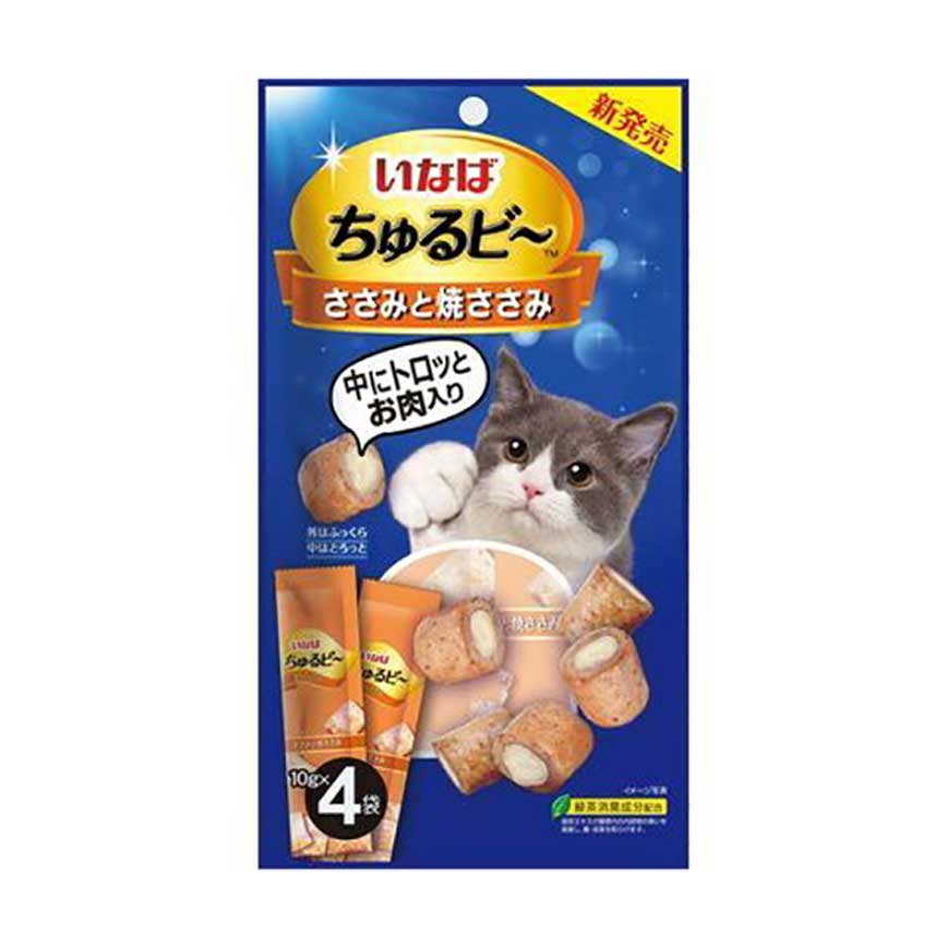 日本INABA 貓零食 雞肉軟心零食粒 QSC-274 10g 4袋入 (橙)