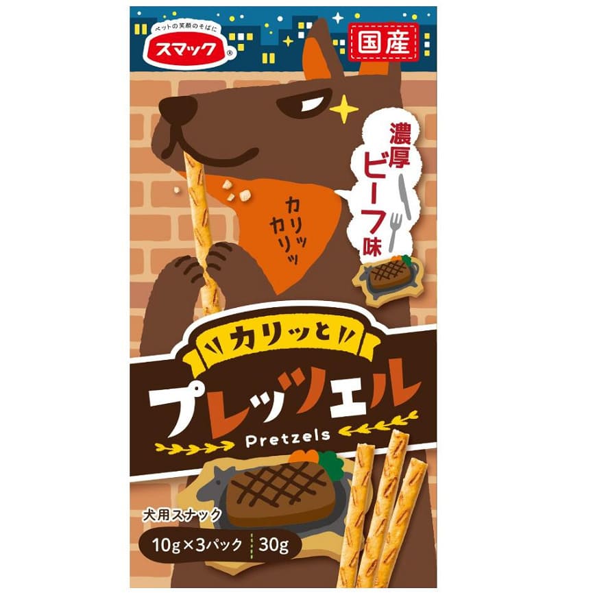 日本SMACK 狗狗百力滋 Dog Pretz 低脂肪 濃味厚切牛肉味 30g (啡)