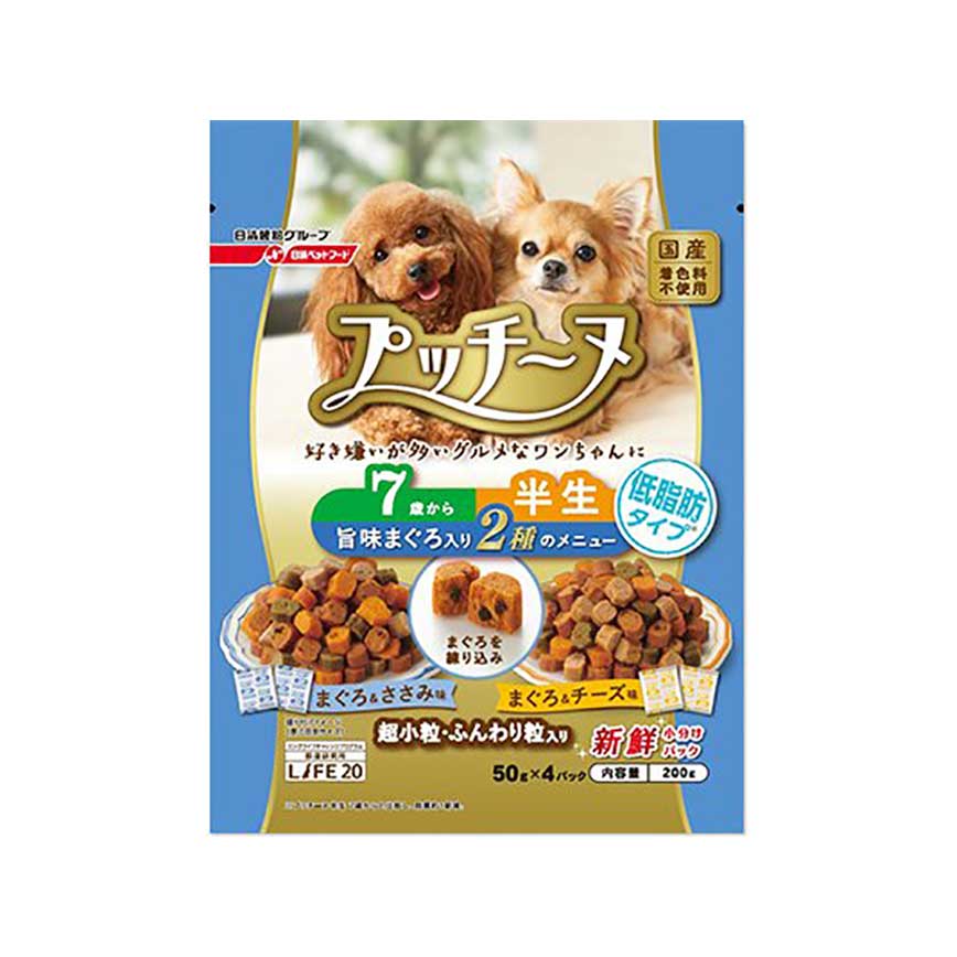 日本Petline Putti Inu 軟粒抗衰老狗糧 七歲或以上 金槍魚雞芝士 200g (藍)