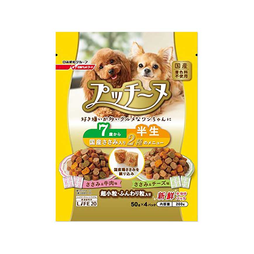 日本Petline Putti Lnu 軟粒抗衰老狗糧 七歲或以上 雞肉芝士牛肉味 200g (黃) (NPI697)