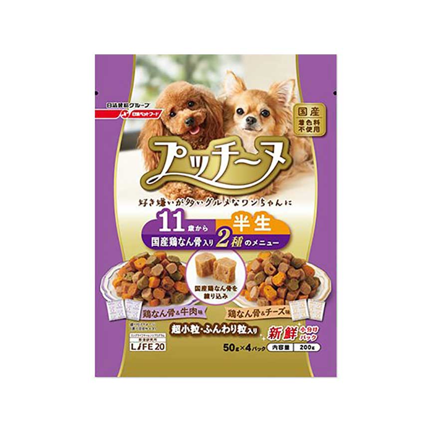 日本Petline Putti Inu 軟粒抗衰老狗糧 十一歲或以上 雞軟骨牛芝士 200g (紫)