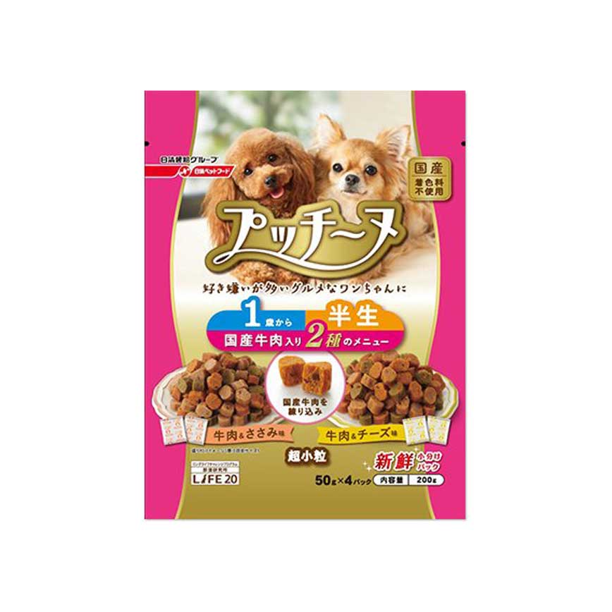 日本Petline Putti Lnu 軟粒狗糧 一歲或以上 牛雞芝士 200g (桃紅) ( NPI696)