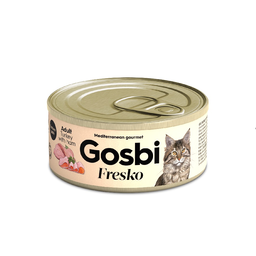 Gosbi Fresko 無穀物貓罐頭 成貓配方 火雞及火腿 70g (GFTH70) (TBS) 圖 1