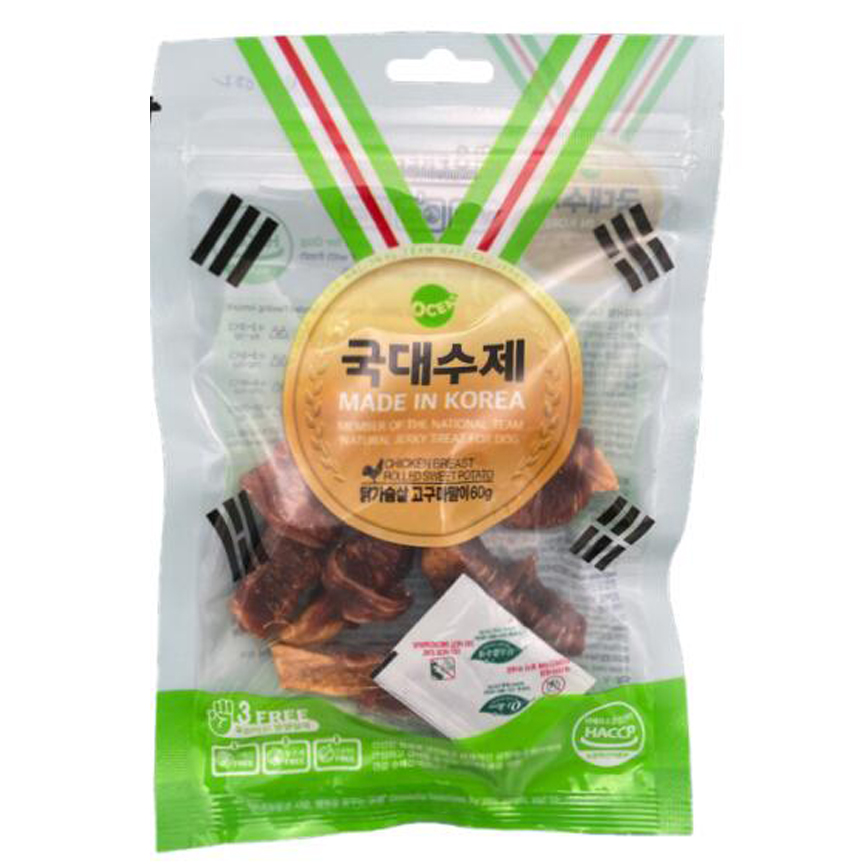 韓國風乾健康天然 狗零食 雞肉番薯條 60g (N-002)