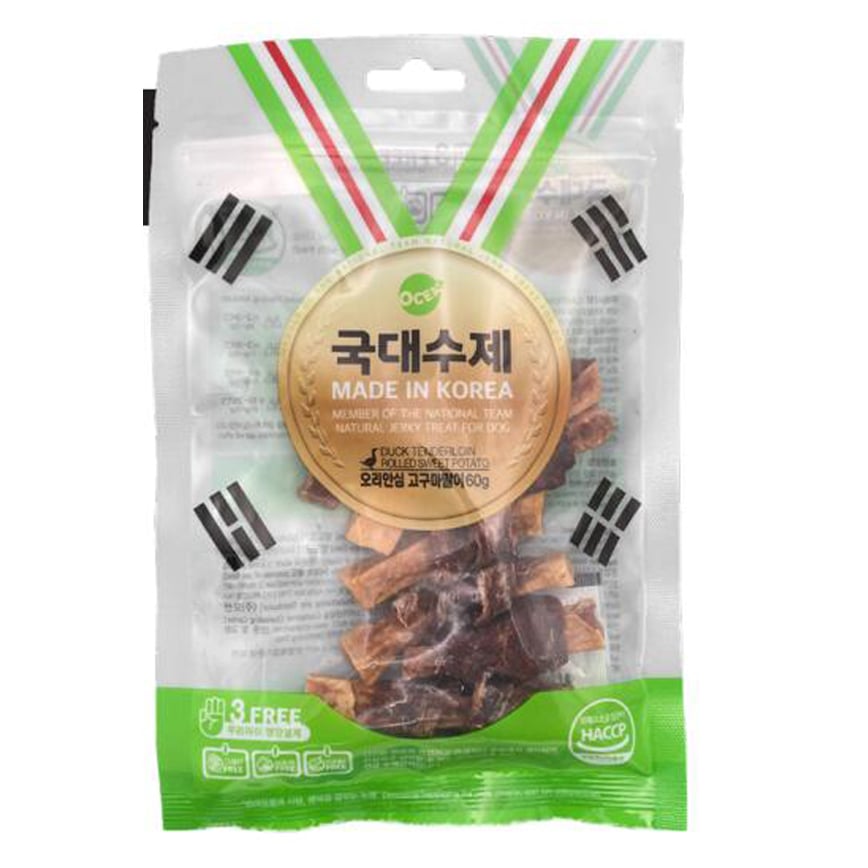 韓國風乾健康天然 狗零食 鴨肉番薯條 60g (N-026)
