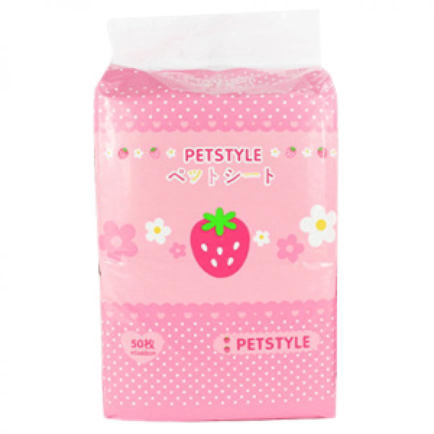 PETSTYLE 士多啤梨圖案寵物尿墊 狗尿墊 狗尿片 [45*60 M碼 50枚]