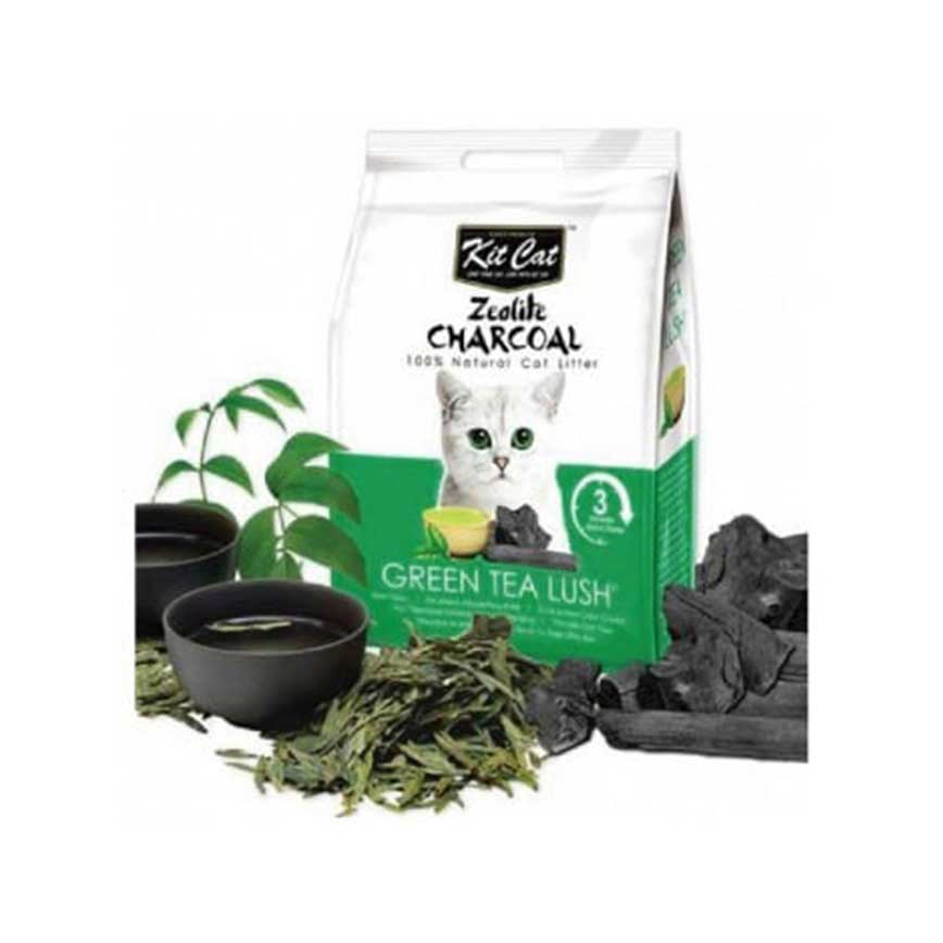 Kit Cat 沸石活性炭超強凝結貓砂 綠茶 4kg (KC-685)