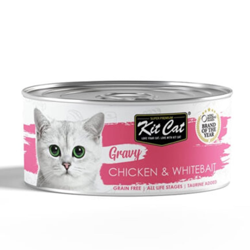Kit Cat GravySeries 貓罐頭 鮮嫩營養肉汁湯 雞+銀魚 70g (KC-3095)