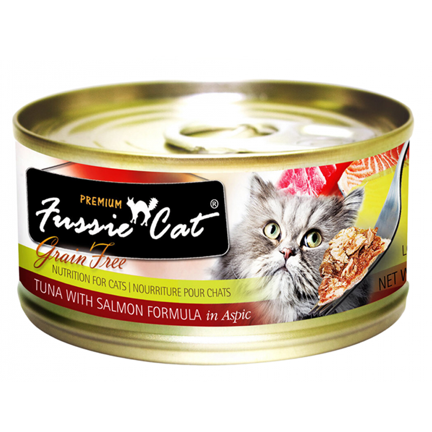 Fussie Cat 貓罐頭 黑鑽 吞拿魚+三文魚 Tuna with Salmon Formula in Aspic 80g (紅) (FU-GRC)