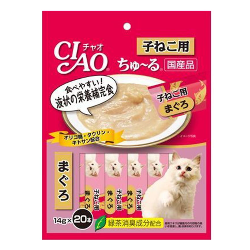 CIAO 肉泥 貓零食 金槍魚味 14g 20本袋裝 (SC-121) 圖 1