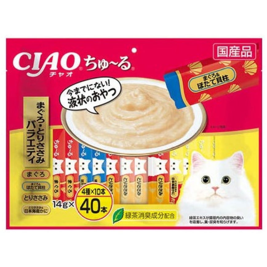 CIAO 肉泥 貓零食 雞肉金槍魚味 14g 40本入(黃) (SC-186) 圖 1