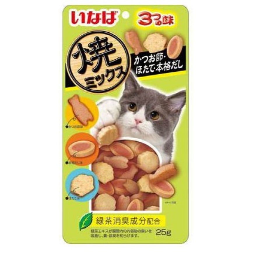 CIAO 貓零食 日本夾心潔齒餅 扇貝及沙丁魚及海鮮味 25g (綠) (QSC-123) 圖 1