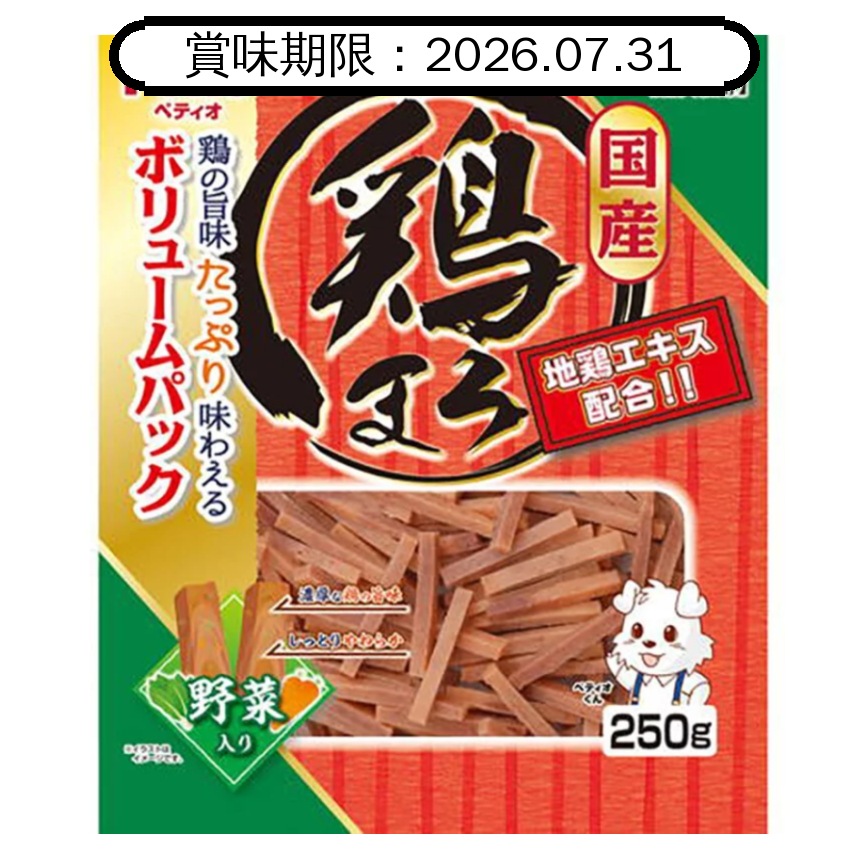 Petio 狗零食 日本產濃郁蒸雞條 高纖蔬菜 250g (90503105) (賞味期限 2026.07.31) 圖 1