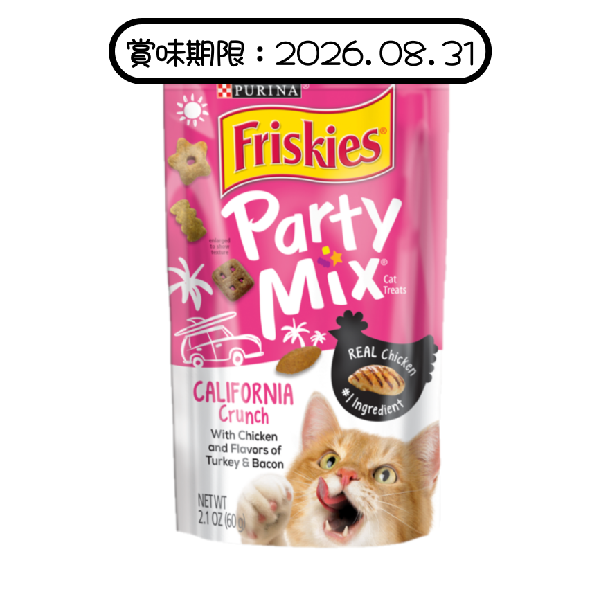 Friskies喜躍 Party Mix Crunch 貓零食 貓脆餅 雞肉+火雞+煙肉 6oz (12368584) (賞味期限 2026.08.31) 圖 1