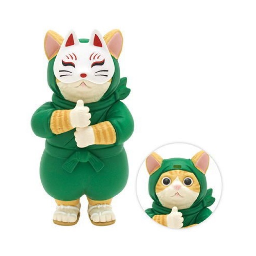 日本直送 貓公仔擺設 忍者貓幪面俠 Ninja Cat (綠色 面具可拆除) 2枚入(停售) - 清貨優惠