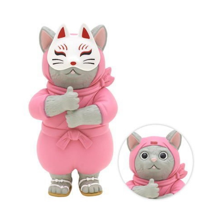 日本直送 貓公仔擺設 忍者貓幪面俠 Ninja Cat (粉紅 面具可拆除) 2枚 - 清貨優惠 圖 1