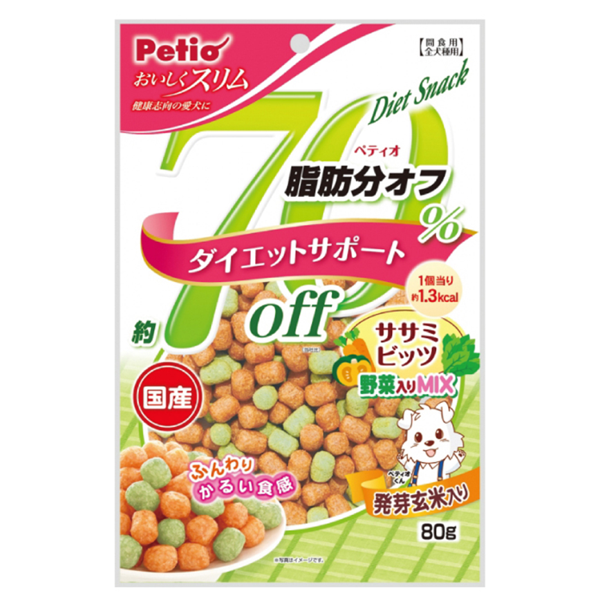 Petio 狗零食 日本產 70% off 低脂雞胸肉蔬菜粒 減肥輔助 80g (90501280) 圖 1
