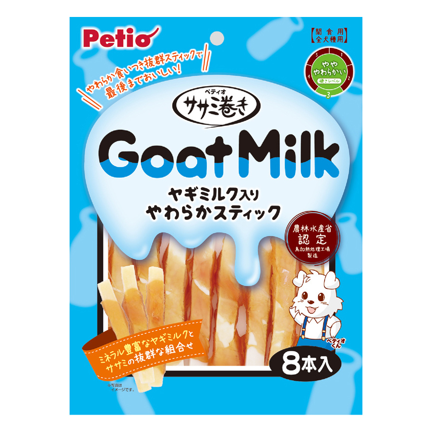 Petio 狗零食 低脂高蛋白 柔軟可口 雞胸肉山羊奶卷 8支裝 (90502321) 圖 1