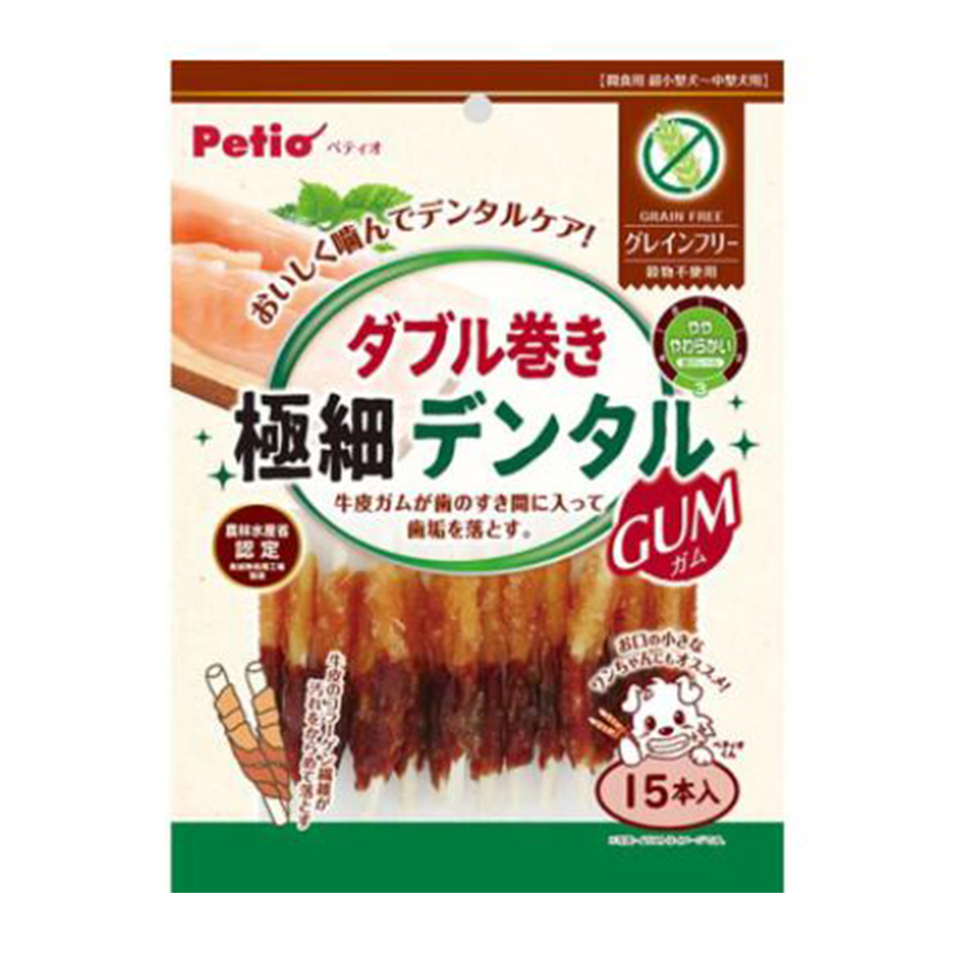 Petio 狗零食 無穀物潔齒 極細低脂雞胸肉&雞胗牛筋雙色卷 15條裝 (90502663) (TBS) 圖 1